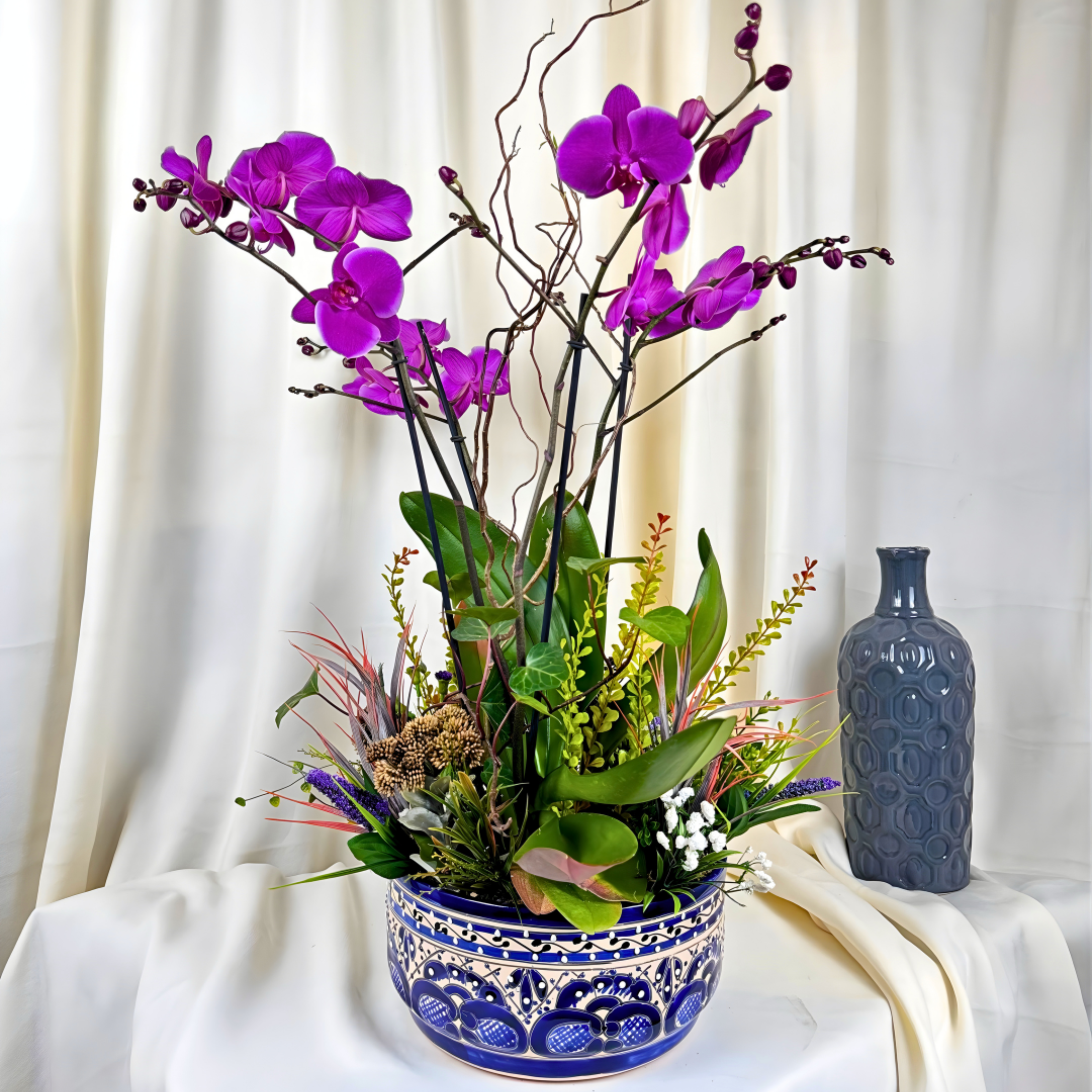 Orquidea doble en base de Talavera