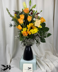 Arreglo ceramica con flores mixtas