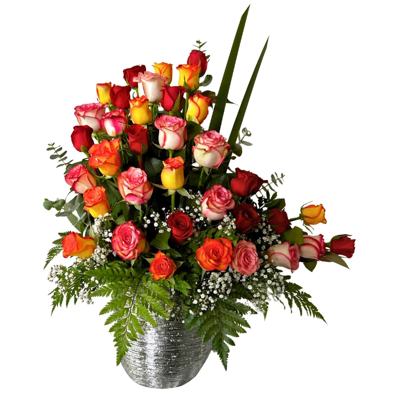 Cerámica con rosas de colores grande