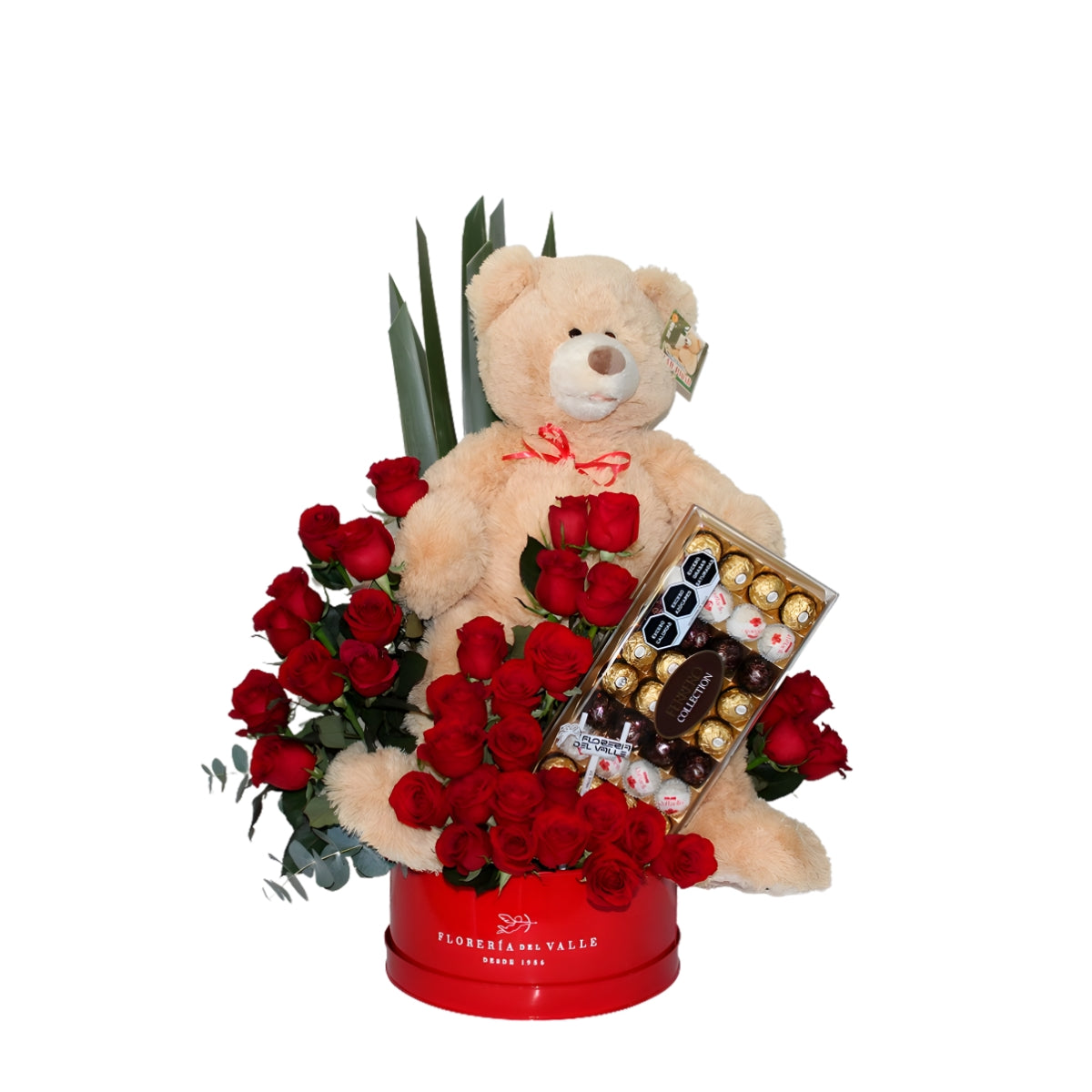 Bombonera Metal con Rosas y Oso