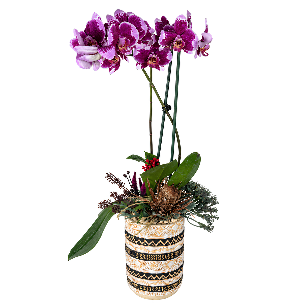 Cilindro cerámica con orquídea