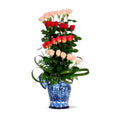 Base Talavera Con Rosas en Zig Zag