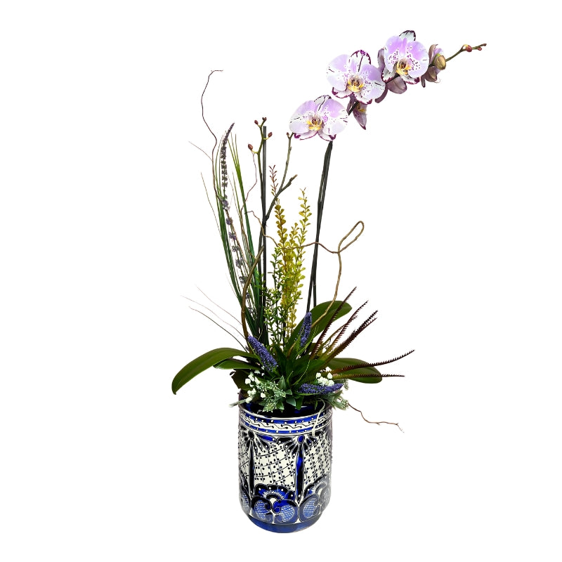 Orquidea en cilindro de talavera