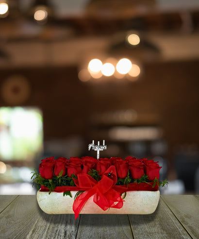 Jardinera con Rosas Rojas