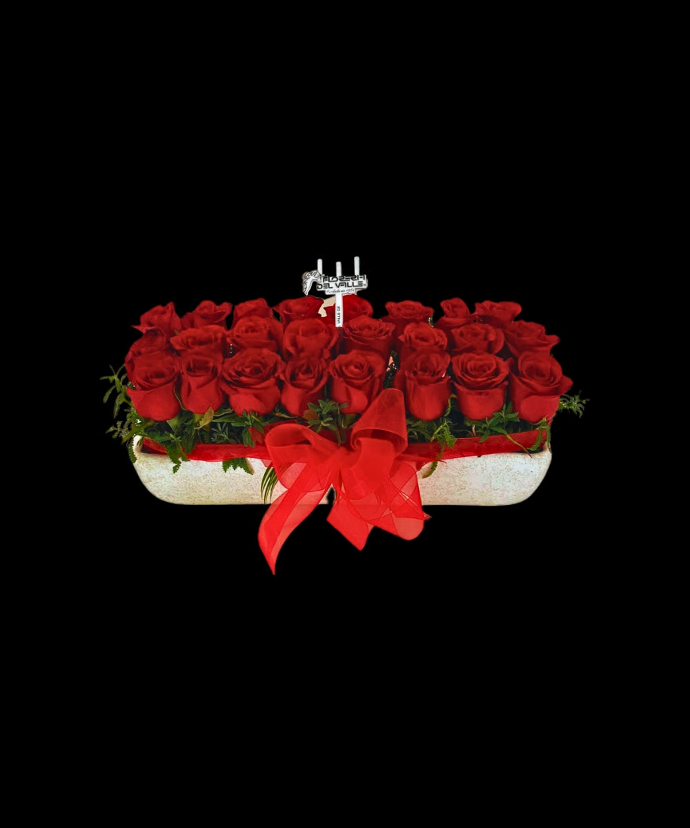 Jardinera con Rosas Rojas