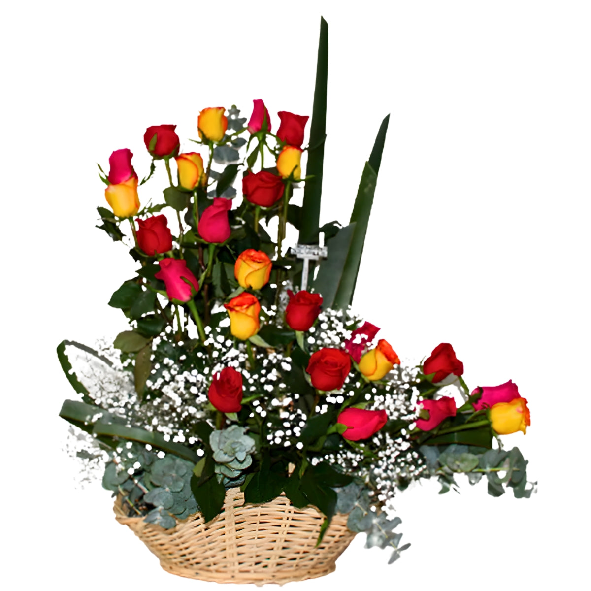 Canasta Nueva con Rosas de Colores