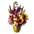 Base de ceramica chica con flores mixtas premium