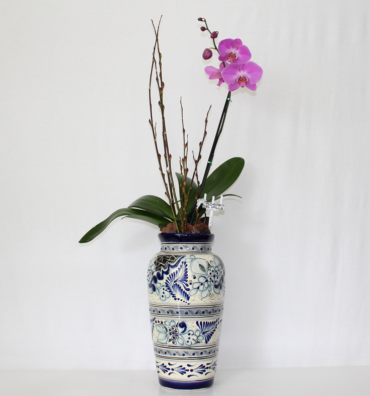 Florero Talavera con Orquídeas Lila
