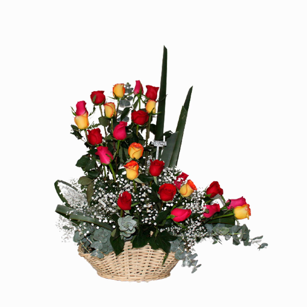 Canasta Nueva con Rosas de Colores