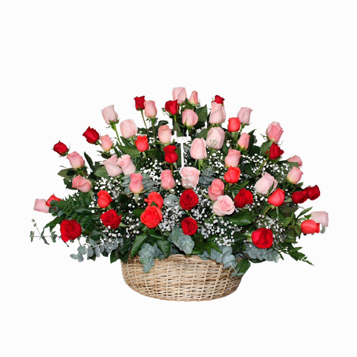 Canasta Clásica con Rosas de Colores