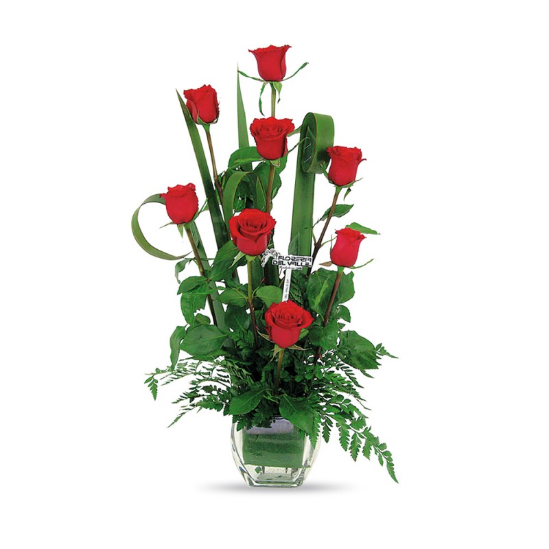 Votivo de Vidrio con Rosas Rojas